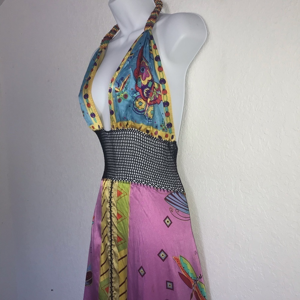 Lyndia Procanik Silk & Crochet Halter Dress 12 - Picture 6 of 10